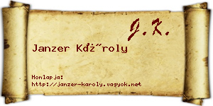 Janzer Károly névjegykártya