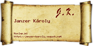 Janzer Károly névjegykártya